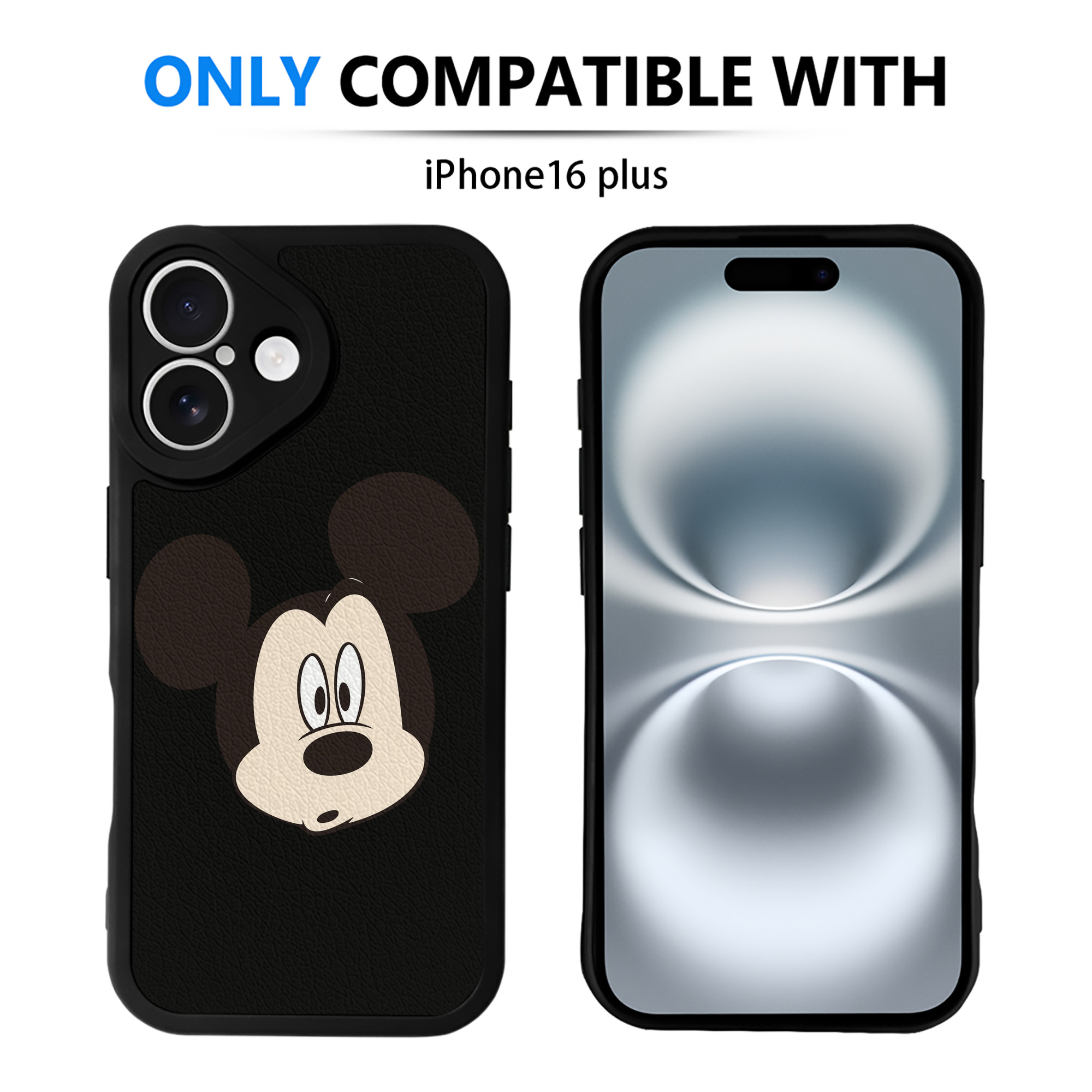 （画像用） ミッキーマウス Mickey Mouse 【iPhone 16シリーズ対応】シリコンスマホケース（レザー調） 材質：シリコン